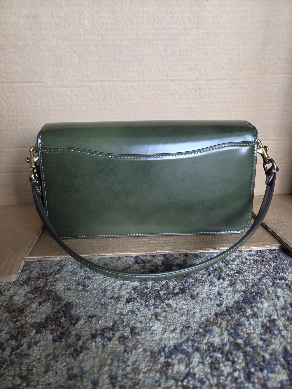 Coach Olive Green Spazzolato Leather Tabby 26 Shoulder Bag with Brass Hardware - Picture 9 of 16